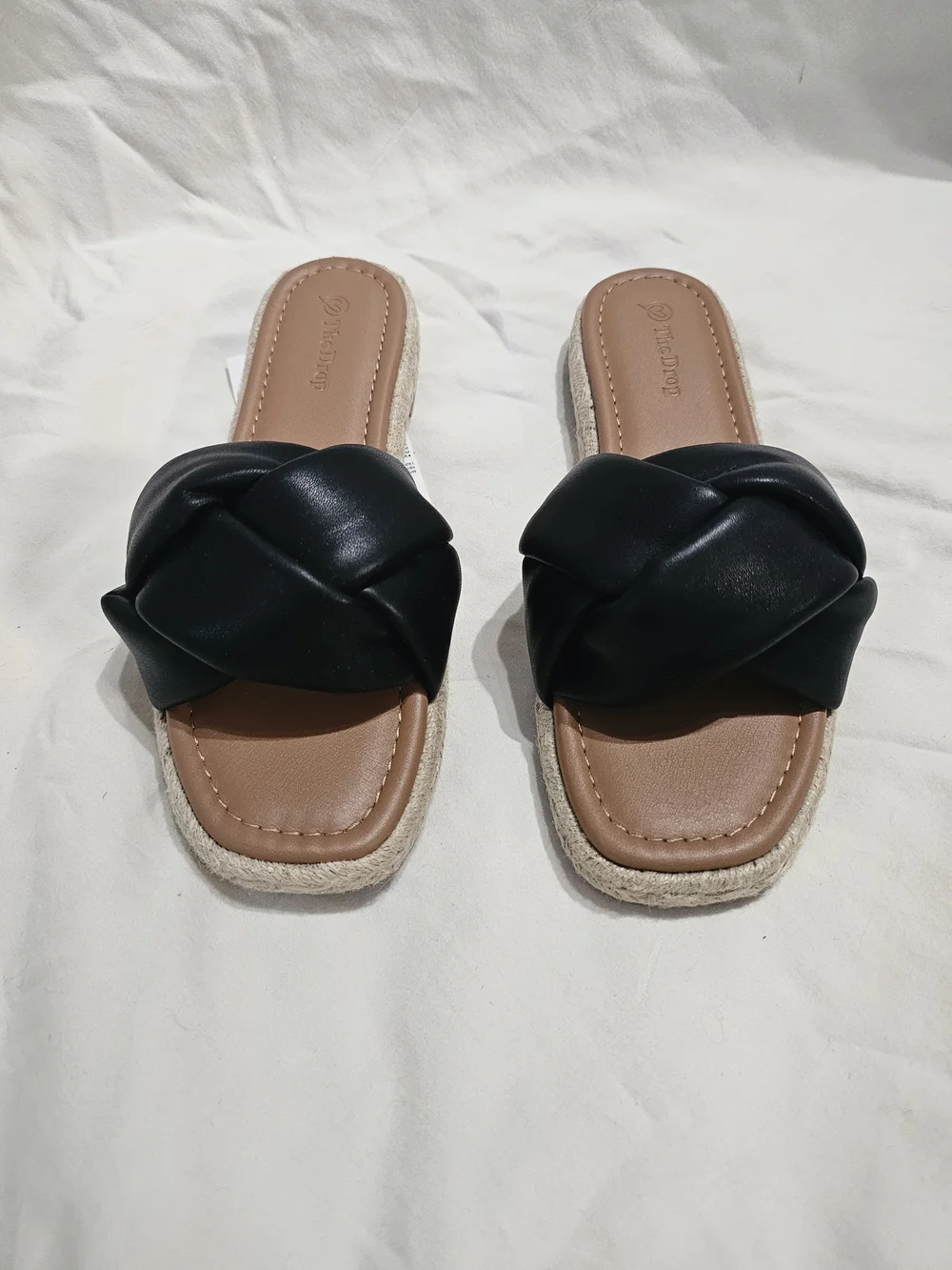 Black Braided Slide Espadrille Sandal - Women's Comfortable Slip-On